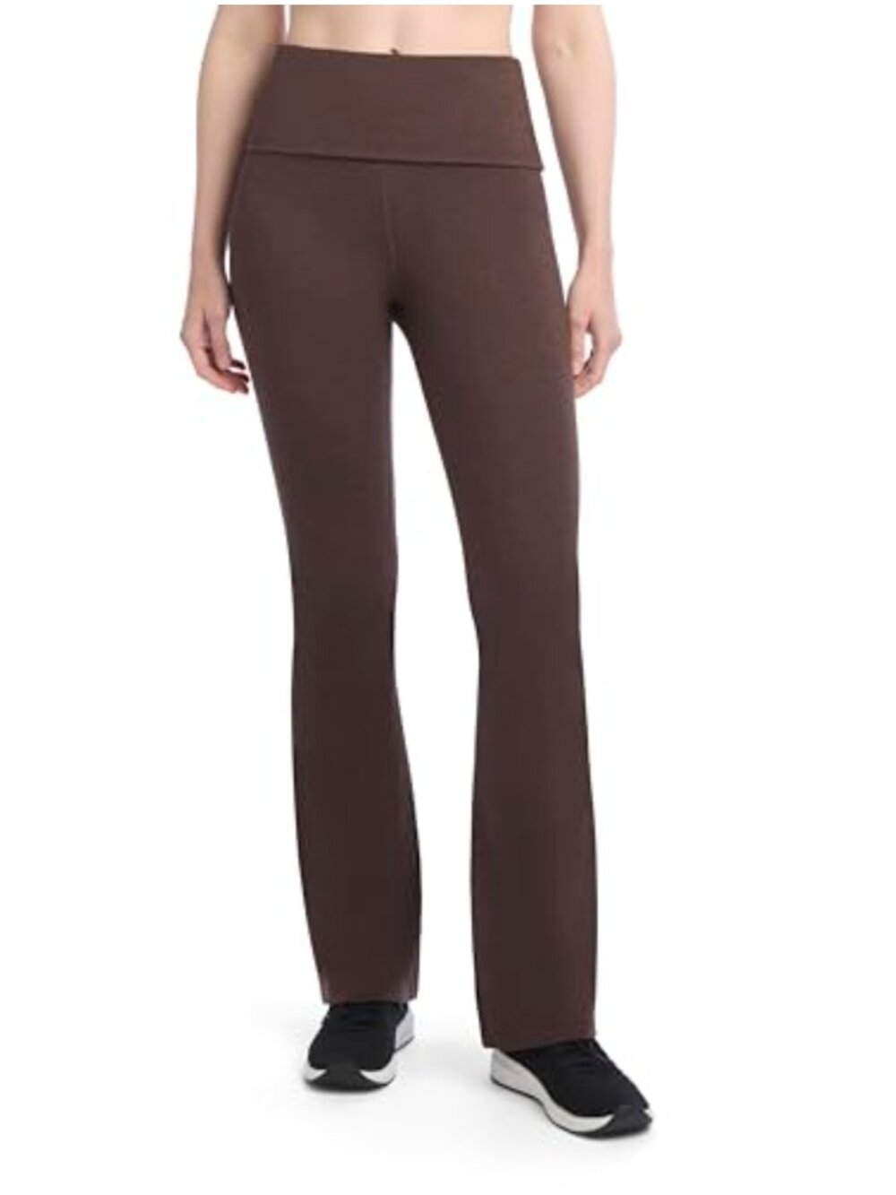 Soft Stretch Cotton Fold Over Waist Flare Leg Yoga Pants